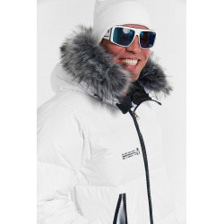 Куртка зимняя сноубордическая мембранная мужская, натуральный пуховик "ADVANCE", Белый