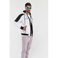 Куртка зимняя сноубордическая городская мужская, с натуральным пухом, пуховик "HOODY", Белый