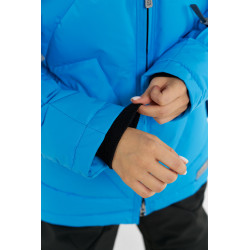 Куртка зимняя сноубордическая городская мембранная женская, с натуральным пухом, пуховик "PODIUM W", Лазурь