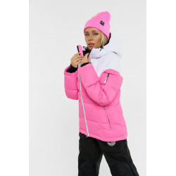 Куртка зимняя сноубордическая городская мембранная женская, с натуральным пухом, пуховик "Inflight W", Розовый